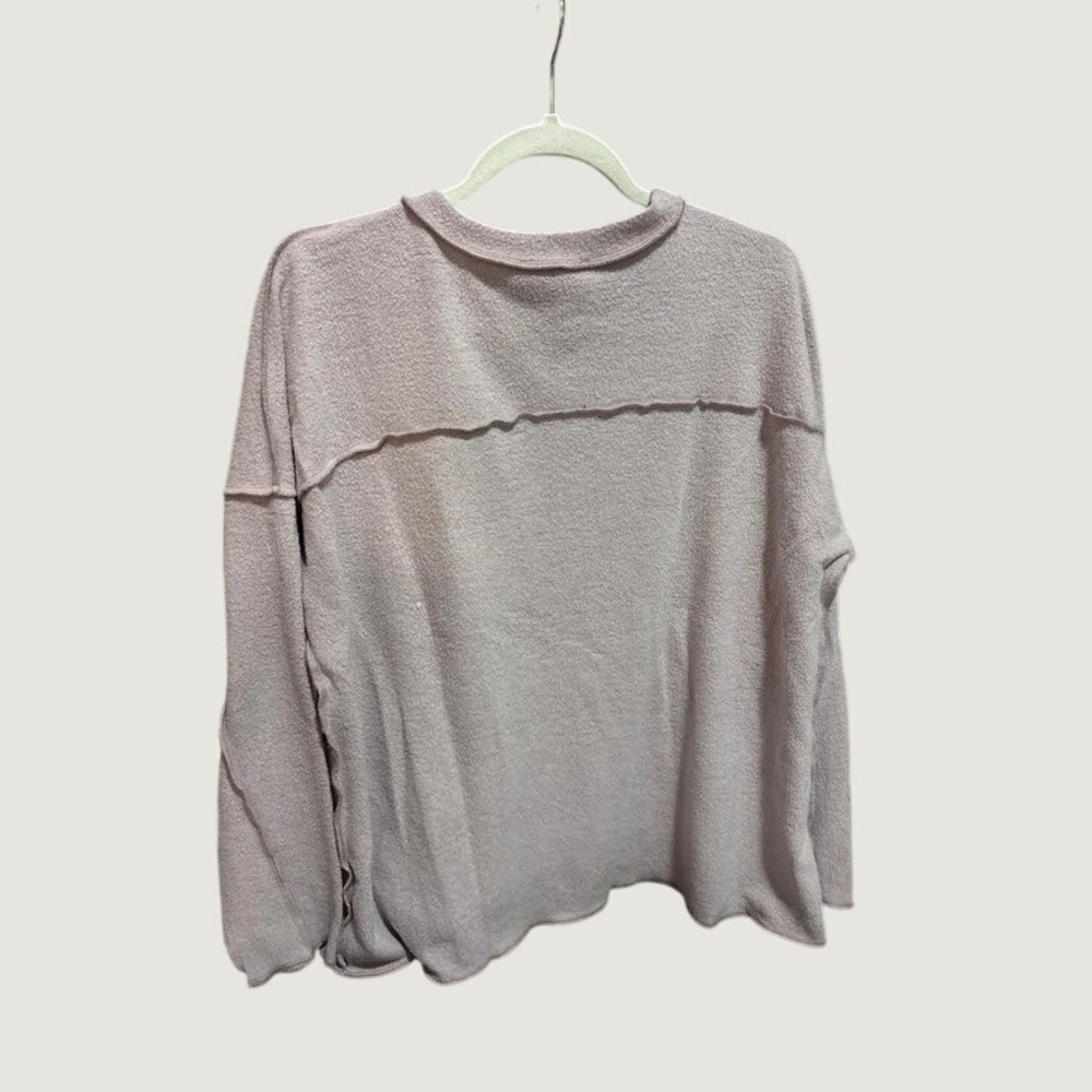 Easel  Mauve Raw Seam Oversized Thermal Knit Top Small Boho Cozy